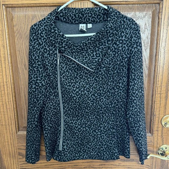 Marc Bouwer Leopard Print Moto Asymmetrical Top - Small - Picture 1 of 7